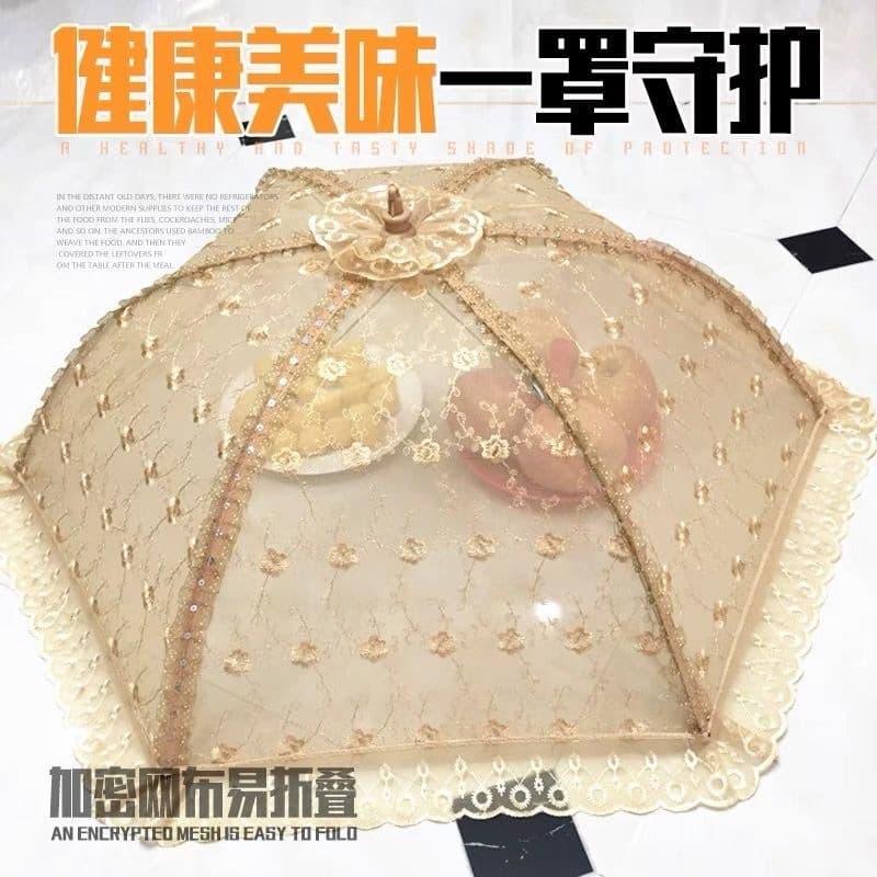 Lace Trim Breathable Home Dust Cover, Mosquito-Proof Table Cover for Summer, Food Protector for Leftovers