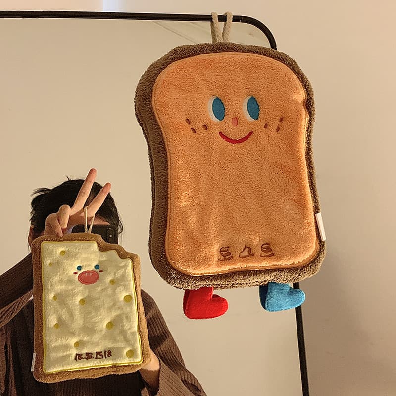 Cute Non-Odor Hanging Hand Towel for Kitchen and Bathroom, Cartoon Kids Absorbent Thick Hand Wipe Cloth