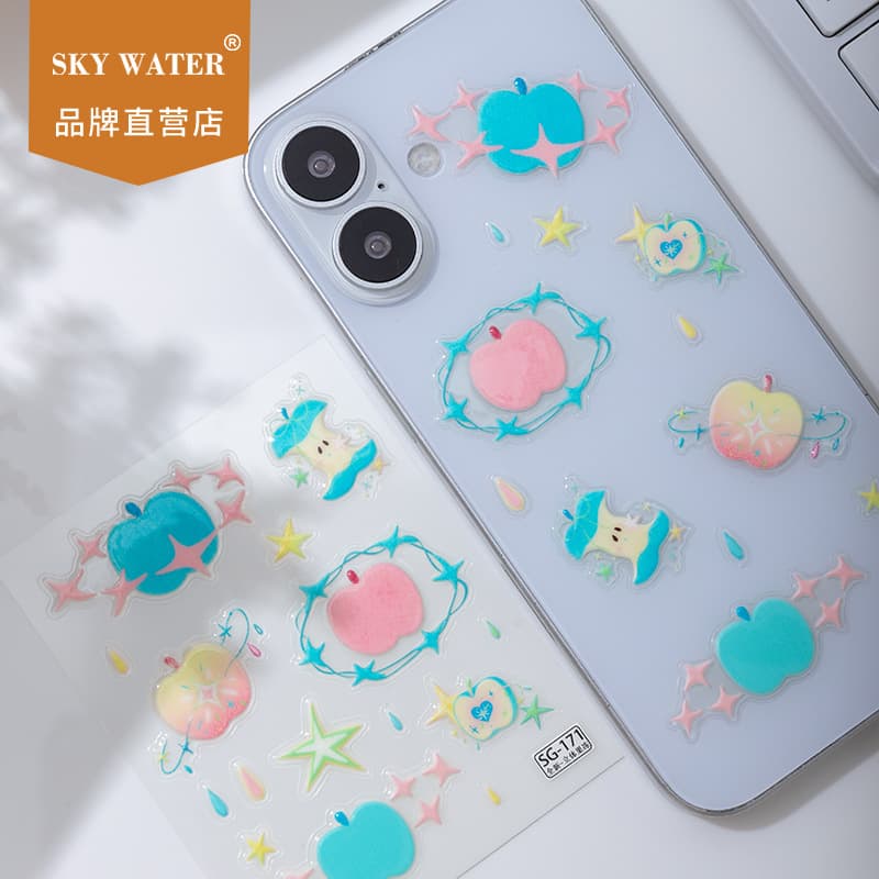 Sky Creative Fresh Style Mobile Phone Stickers 3D Jelly Stickers Internet Celebrity Ins Style Phone Decorations Direct Supply in Stock