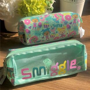 Australia Smiggle Transparent Pencil Case for Girls, Double-Layer Pencil Organizer Box, Student Multifunctional Gift
