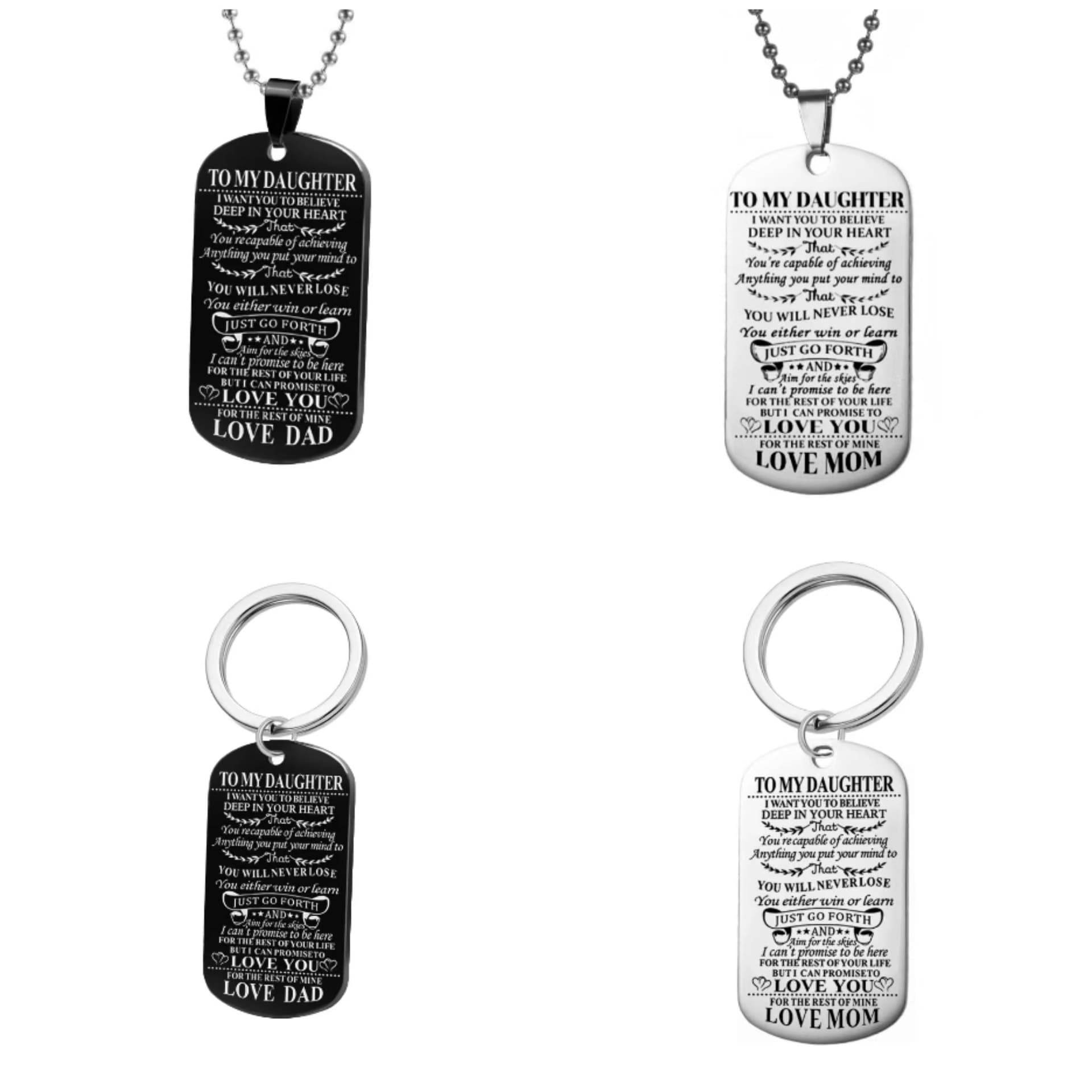 European and American Stainless Steel Jewelry TO MY SON Dog Tag Necklace Stainless Steel Keychain Personalized Creative Engraving