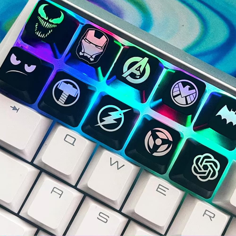 ABS material translucent pixel heart ESC+WASD+arrow keys personalized mechanical keyboard MX cross-shaped keycaps