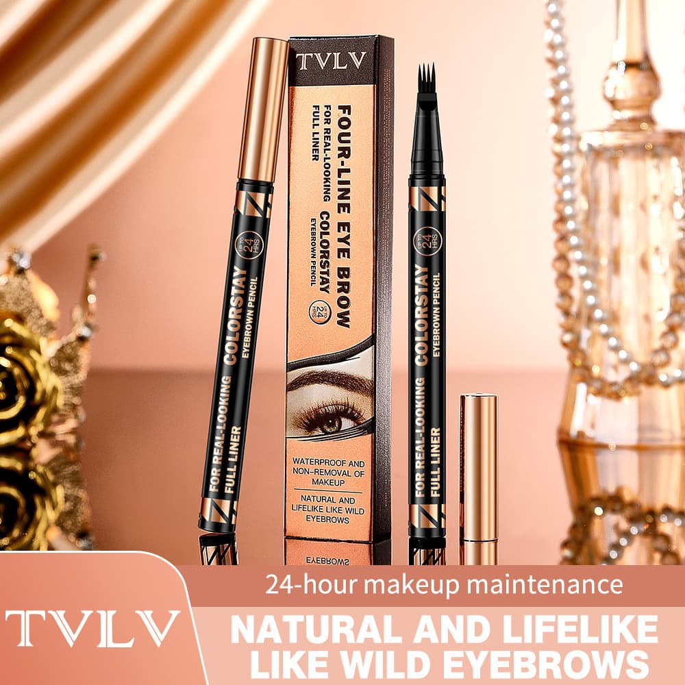 TVLV FOUR-LINE EYE BROW four-prong eyebrow pen, realistic brows, long-lasting, waterproof, smudge-resistant, natural eyeliner liquid