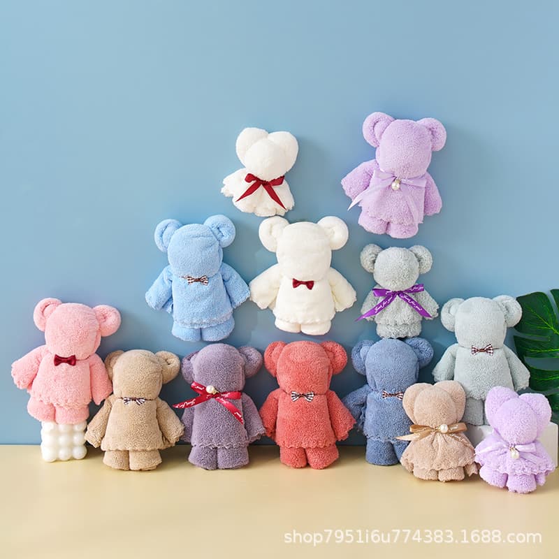Bear Towel Coral Fleece Accompanying Gift Graduation Company Annual Meeting Opening Wedding Business Gift Wholesale Square Towel Towel