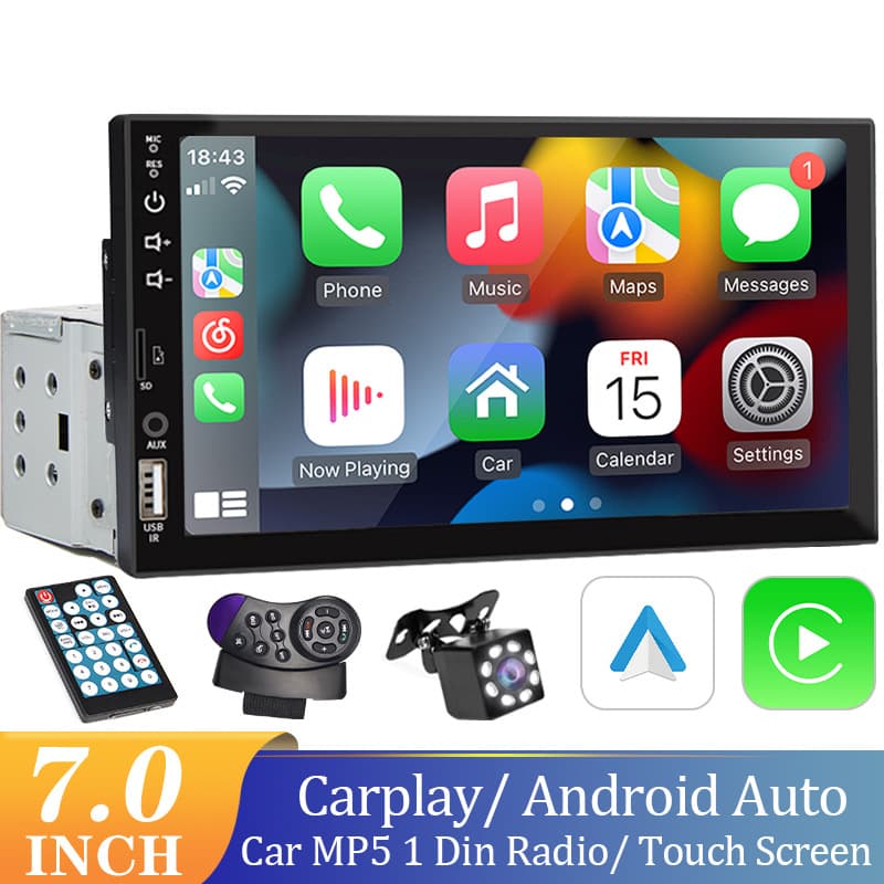 7-inch car radio MP5 supports Carplay touch screen Bluetooth car mobile phone interconnection single Din