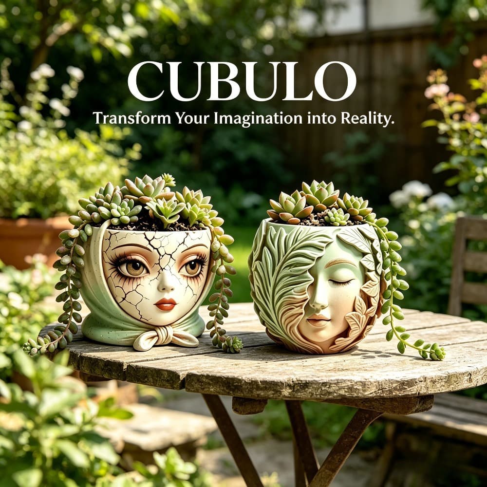 2-Piece Art Girl Face Flower Pot Silicone Mold Vintage Forest Portrait DIY Aromatherapy Plaster Resin Casting