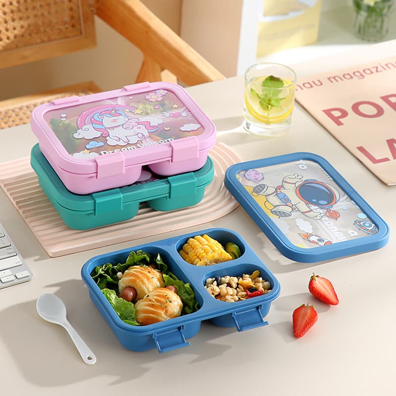 Cute cartoon fun lunch box compartment lunch box microwave usable children and students special crisper box for work