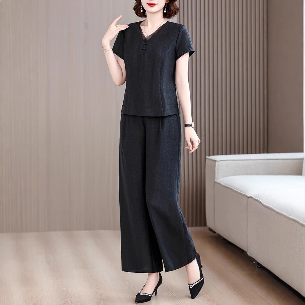 blx9629 Summer Slim Loose Black Set 2025 New Elegant Chic Maternity Two-Piece Outfit