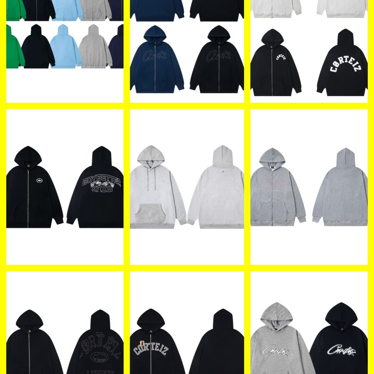 Cross-border high-street fashion brand Corteiz hoodie, sporty casual letter embroidery loose cardigan hoodie for men