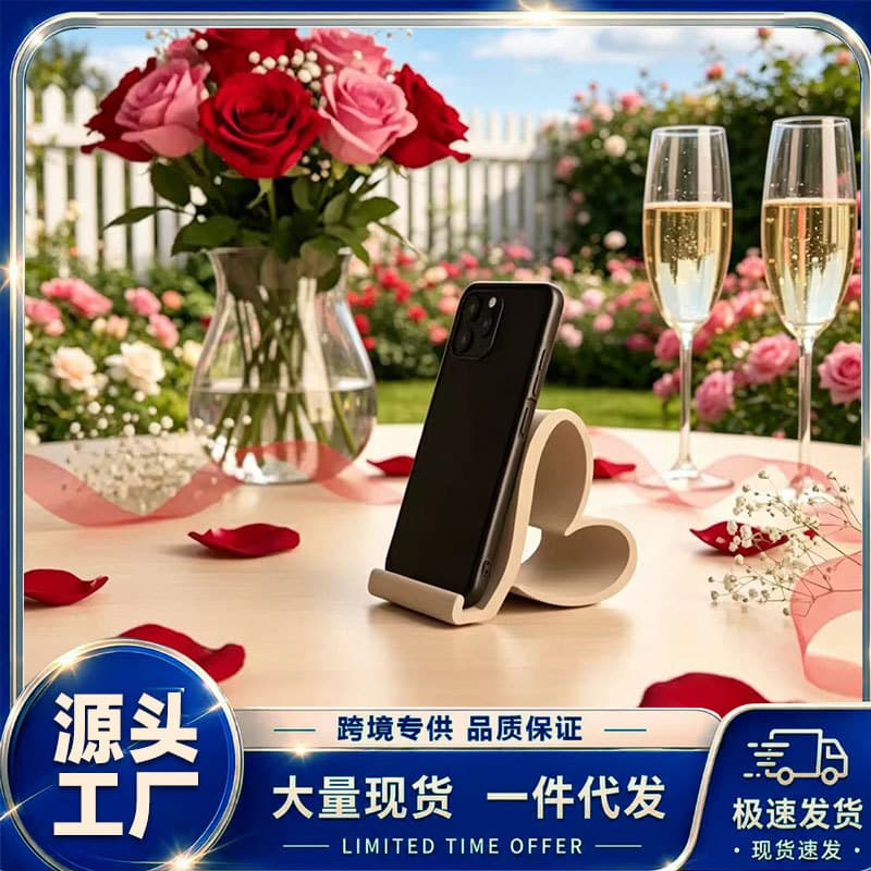 Cross-Border Hot Selling 3D Printed Creative Love Heart Valentine's Day Phone Stand Desktop Ornament Modern Phone Tablet Stand