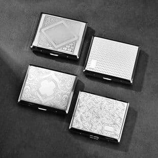 Metal Cigarette Case for 20 Cigarettes, Fits 8.0mm Hand-Rolled, Flip-Top, Double-Sided Embossed, Moisture-Proof Crush-Resistant Case