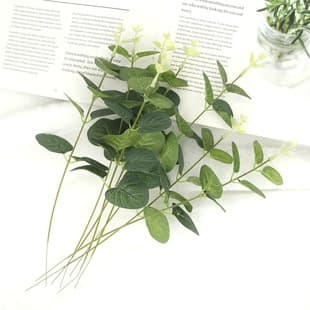 Simulation Single Stem Money Leaf Eucalyptus Artificial Flower Faux Greenery Wedding Decoration Material Artificial Leaf Wholesale