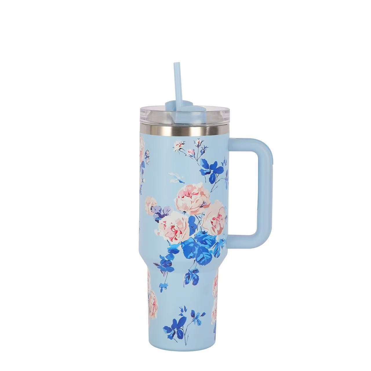 Cross-border New 3D Printed Ice Master Cup Creative Floral Water Cup 40 Car Cup Insulated Cup Outdoor Portable Car Cup