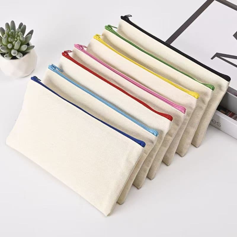 Canvas bag blank zipper canvas pencil case cosmetic bag toiletry bag storage bag canvas bag portable pencil case printable