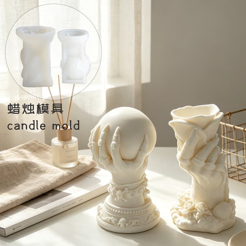 Cross-border New Halloween Magic Claw Magic Ball Aroma Candle Candle Holder Mold 3D 3D Diffuser Stone Resin Dropper Glue