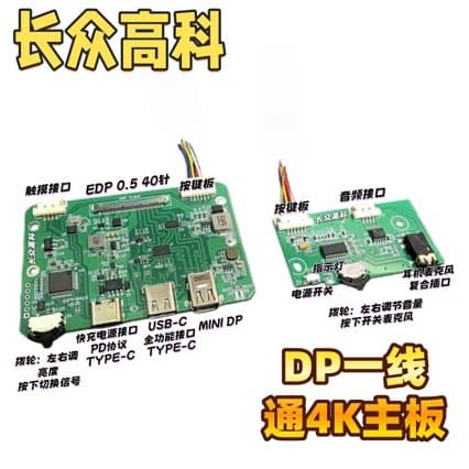 Changzhong Gaoke's DP One-Line 4K Driver Board supports 4K 240Hz MiniLED EDP DIY portable screens.