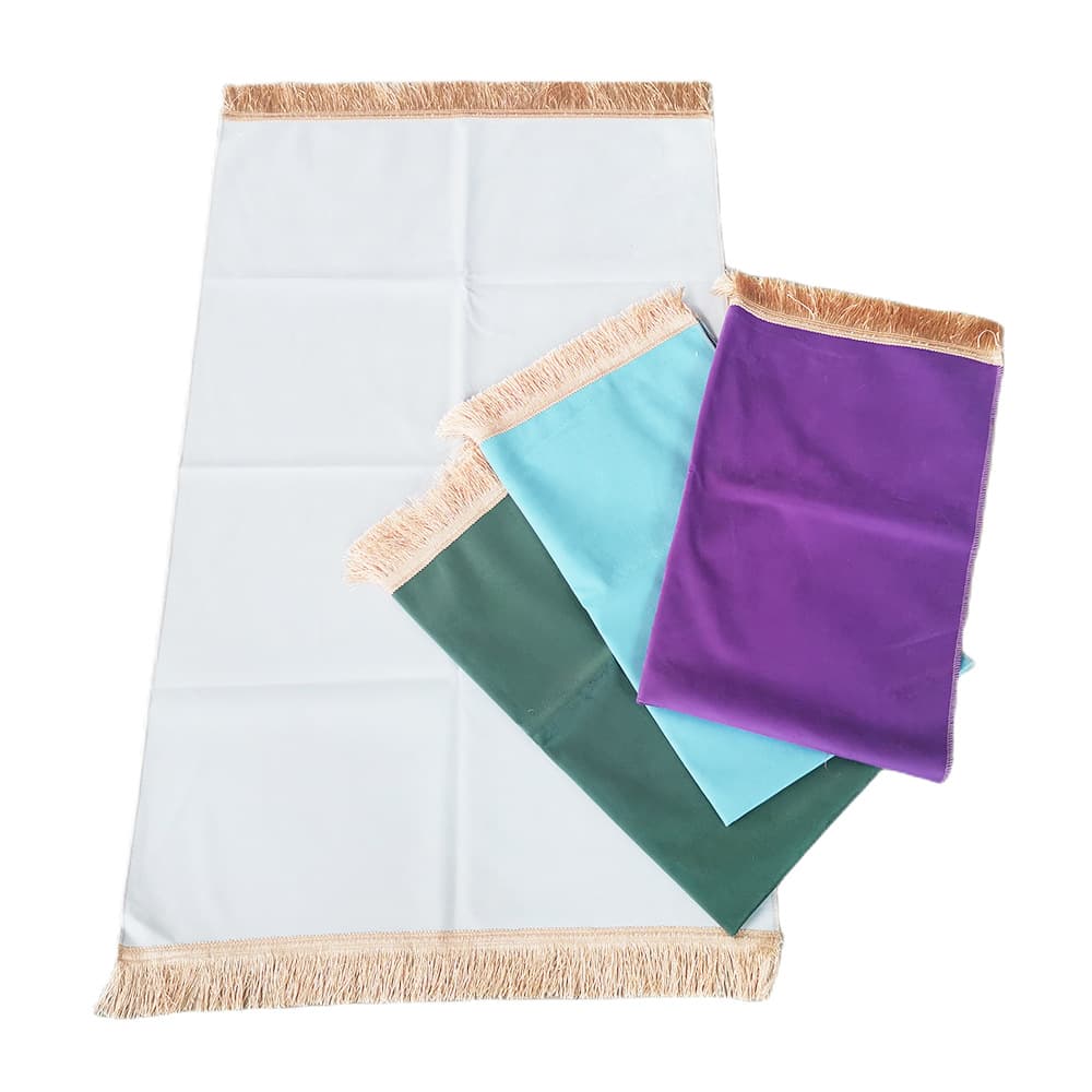 Solid Thin Carpet with Tassel Edge, Simple Portable Floor Mat Prayer Rug