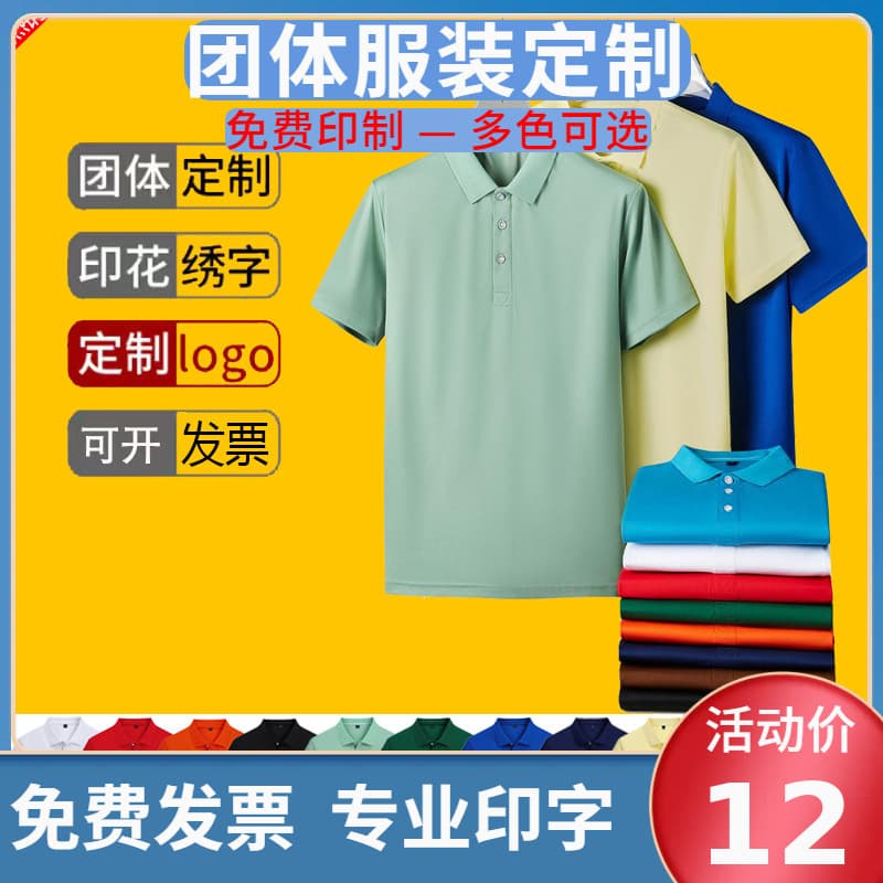 Summer Polo Shirt Lapel Short Sleeve T-Shirt Embroidery DIY Enterprise Team Workwear Logo Printing Business Casual Wear