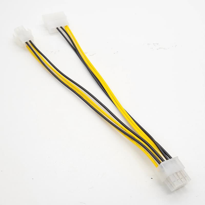 CPU Power Cable Square 4-Pin + Large 4-Pin to 8-Pin Adapter Cable