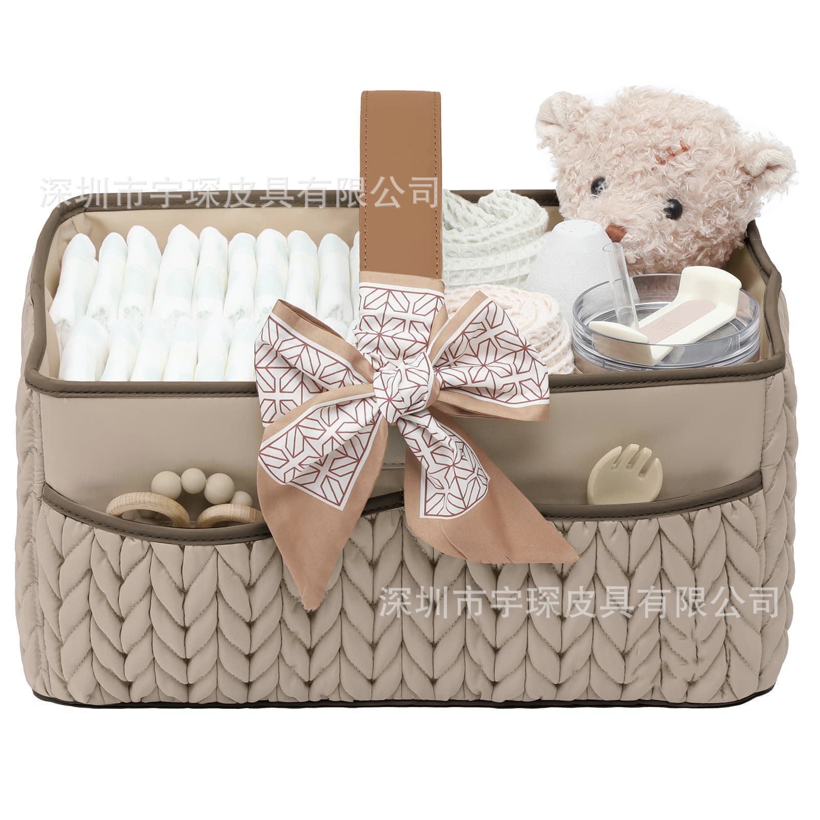 In Stock Cross-Border Fashionable Mom & Baby Diaper Organizer Travel Handbag Multi-Functional Large-Capacity Storage Basket