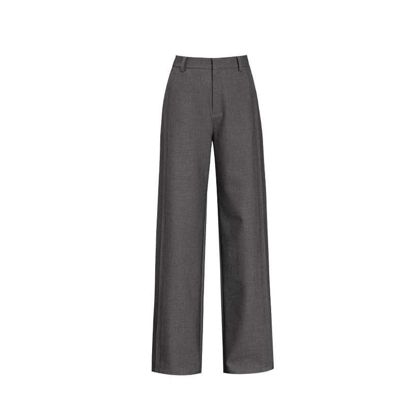 Tencel Wool High-Waist Straight Flare Suit Pants for Women, Spring/Fall Design with Draping, Loose Fit, Slimming, Floor-Length