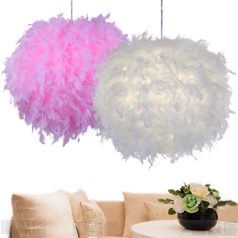 Feather Lamp Bedroom Feather Chandelier Decoration Exhibition Hall Foreign Trade Lamp European and American Simple Ball Feather Chandelier in Stock
