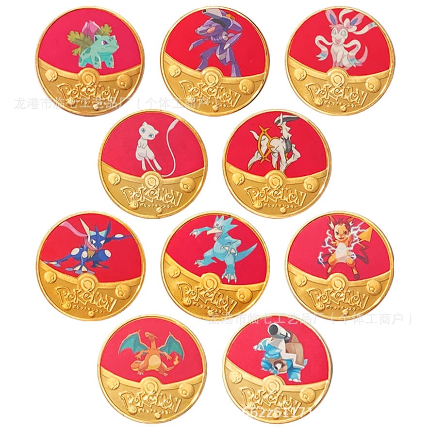 Pokemon Commemorative Coin Pokemon Anime Gold-Plated Coin Gold Coin Commemorative Collection Customizable Wholesale