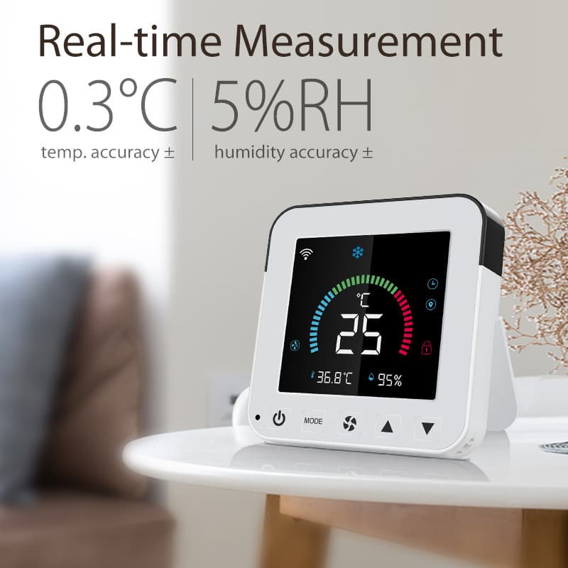 Tuya Wifi Smart Temperature and Humidity Hanging Anti-Disassembly Color Screen Infrared Thermostat Air Conditioner Controller Battery Version