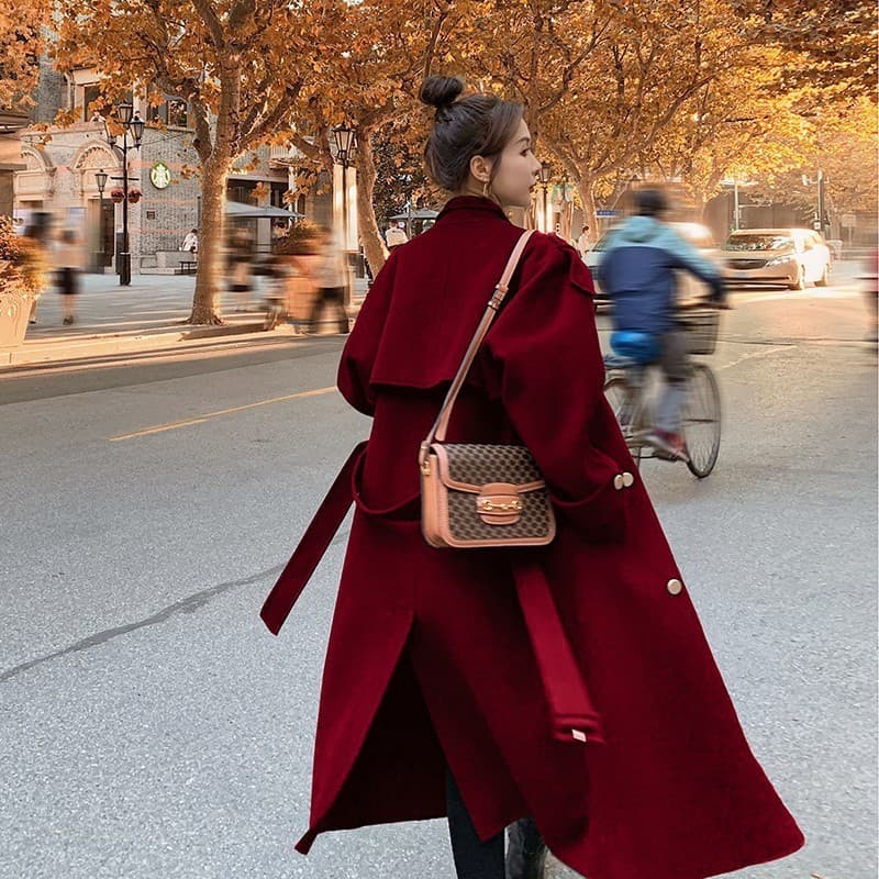 2026 Autumn and Winter New Large Size Woolen Coat Women's Fat MM Long Woolen Coat 200 Jin [2283] 2