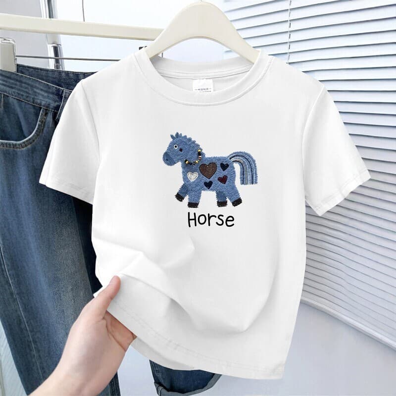 Pure Cotton Round Neck Cartoon Print Short-Sleeved T-Shirt for Women 2026 New Korean Style Niche Plus-Size Slimming Top Ins Trend