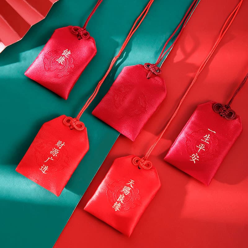 Custom Cultural Creative Scenic Area Sachet Empty Bag Blessing Bag Necklace Peace Charm Hair Lock Pendant Portable Amulet