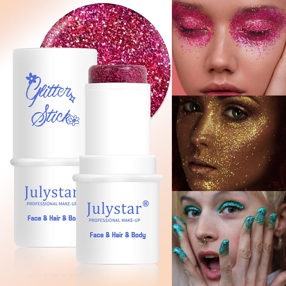 Julystar Face Glitter Stage Makeup Eyeshadow Stick Cross-Border Body Lip Shimmer 8-Color Stage Makeup Eyeshadow Stick