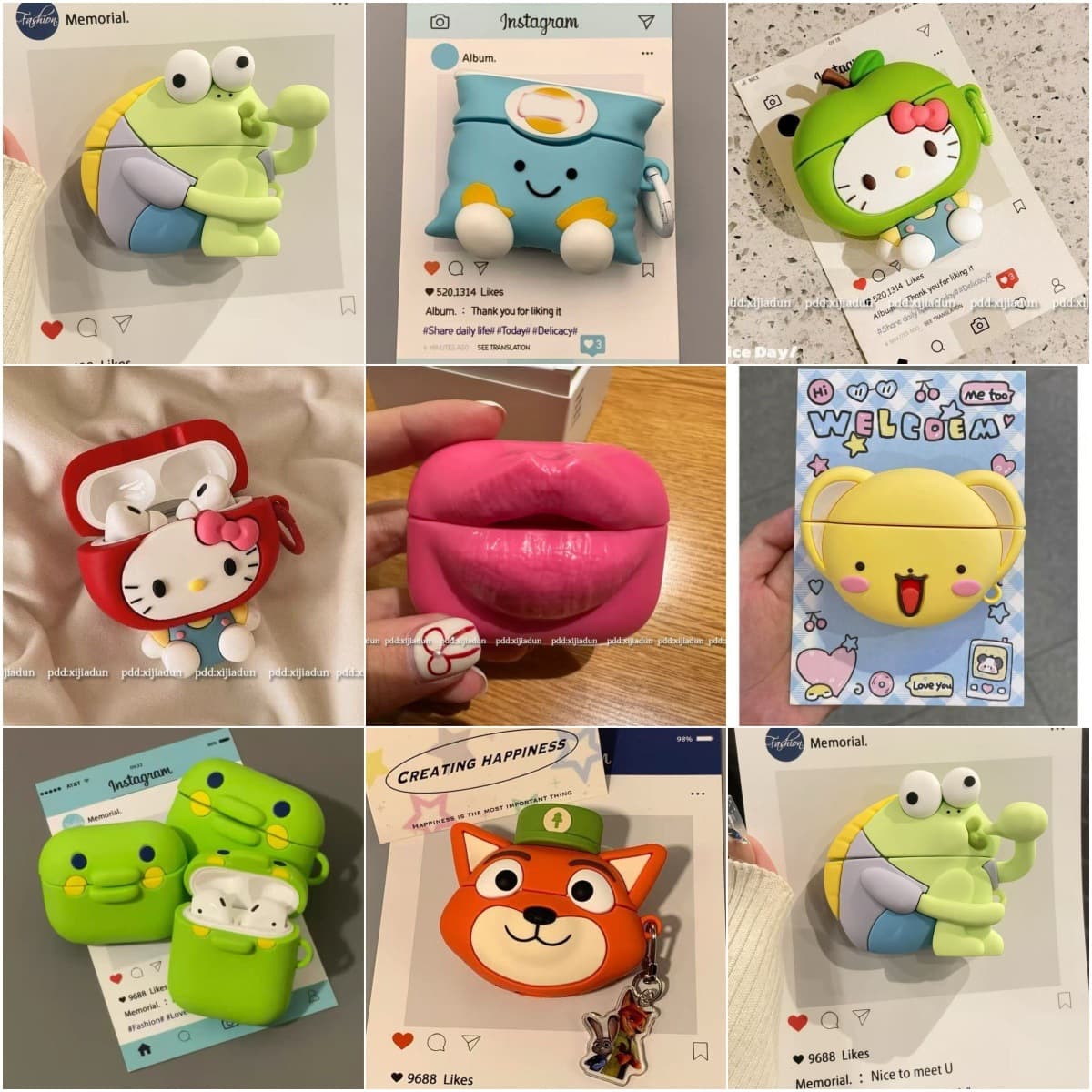 Cute Cartoon Case for AirPods Pro 3rd Generation, Silicone Soft Shell for Apple 2/3/4 Generation Bluetooth Earphones