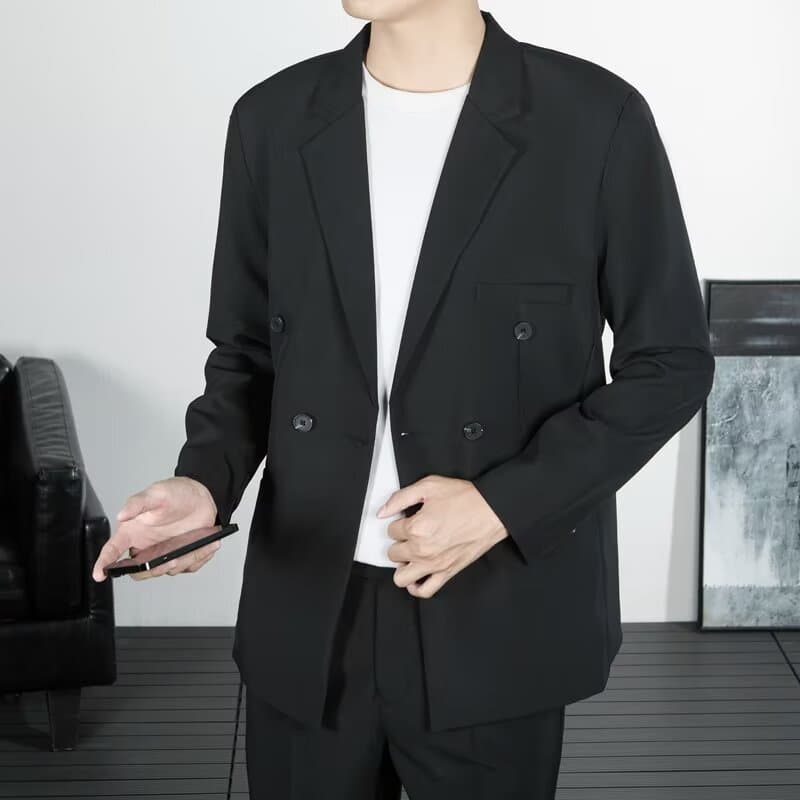 Casual Blazer for Men Slim Fit Business Professional Suit Korean Style Best Man Groom Wedding Work Jacket