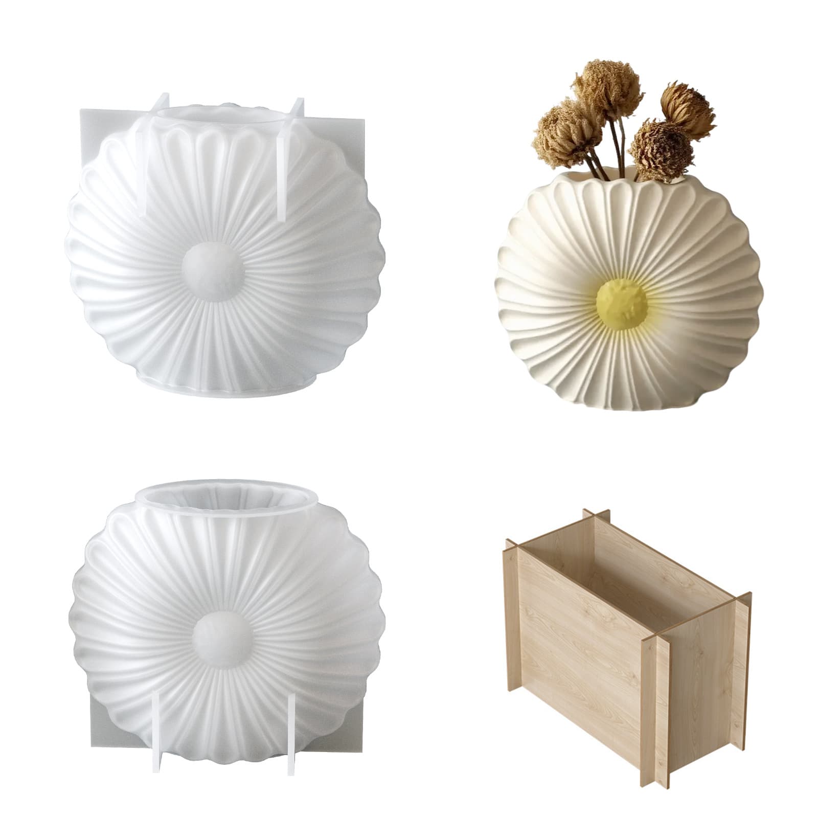 Cross-border Sunflower Vase Plaster Cement Silicone Mold DIY Crystal Epoxy Resin Nordic Style Flower Pot Decoration