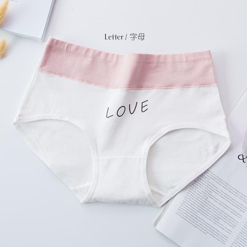 Japanese Women's Cotton Printed Plus Size 7A Seamless Antibacterial Tummy Control Cute Teen Girl Triangle Panties