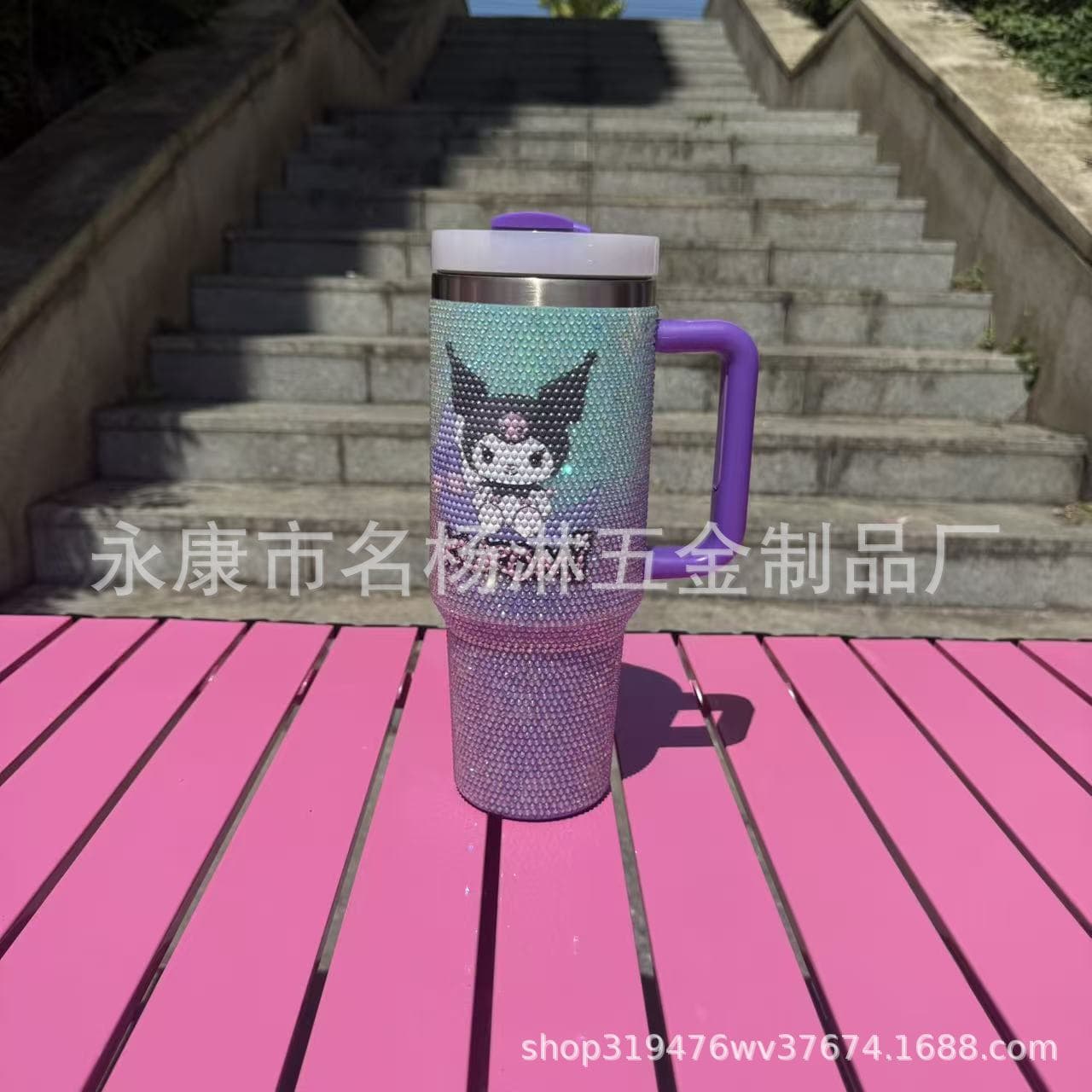 New Cross-Border 40oz Rhinestone Car Cup Large Capacity Stainless Steel Diamond-Studded Cartoon 40 Straw Tumbler