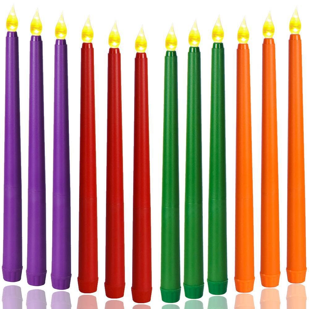 Amazon Hot Selling Wedding Birthday Party Stick Candles Home Christmas Decoration Colorful Long Electronic Candle Lights