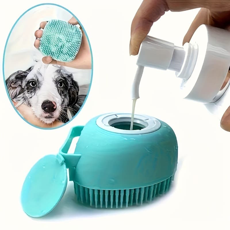 2026 New Cross-border Gentle Silicone Two-piece Pet Shampoo Brush Set