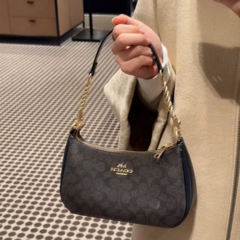 Kouc Home New Cross-border Women's Bag teri24 Monogram Underarm Bag Handheld Crescent Shoulder Crossbody Chain Mahjong Bag