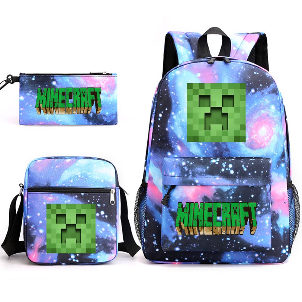 Spot minecraft schoolbag game peripheral student large-capacity printed three-piece backpack for men