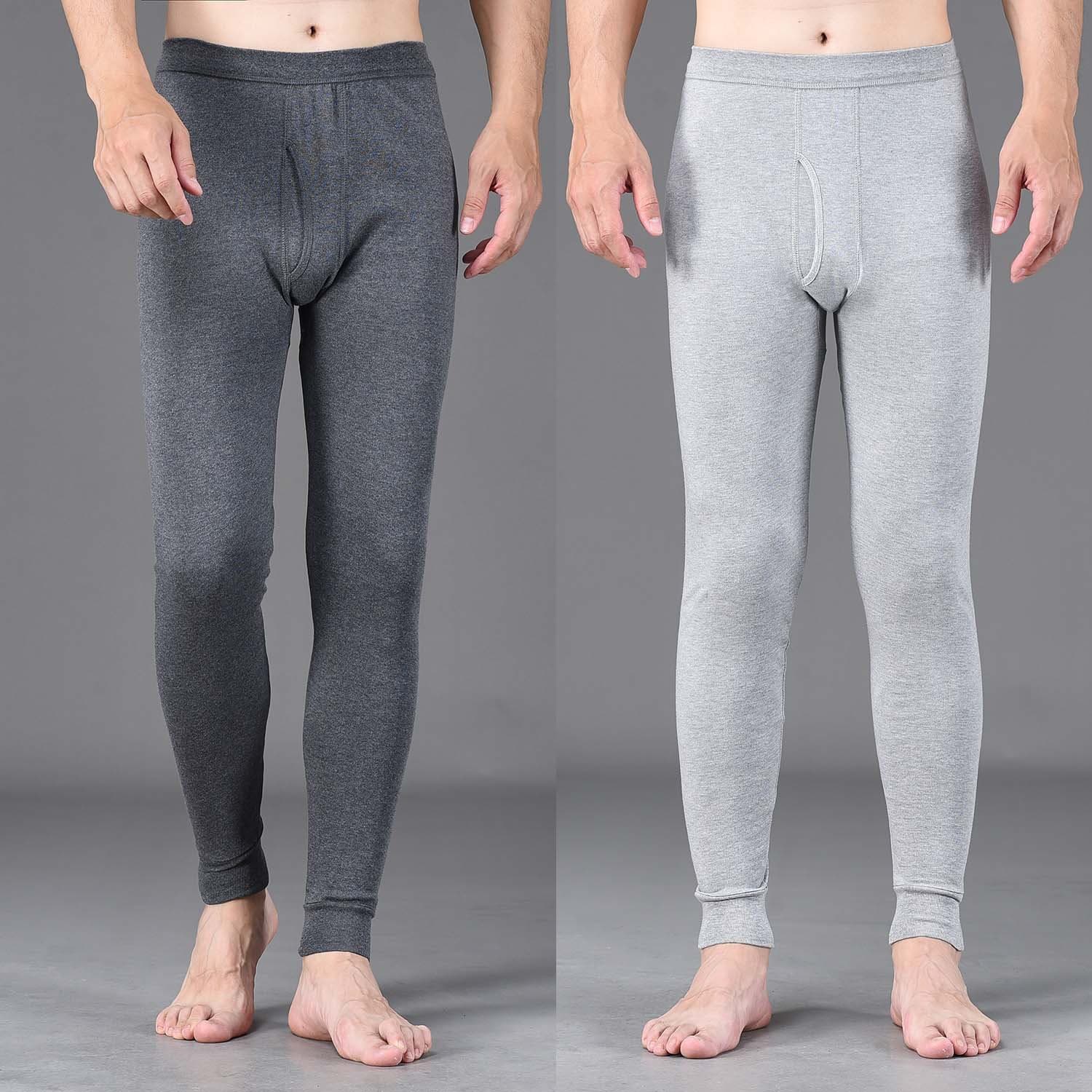 Men's High Waist Cotton Fleece Autumn Pants Warm Base Layer Long Trousers Pure Cotton Comfortable plus Size Underwear