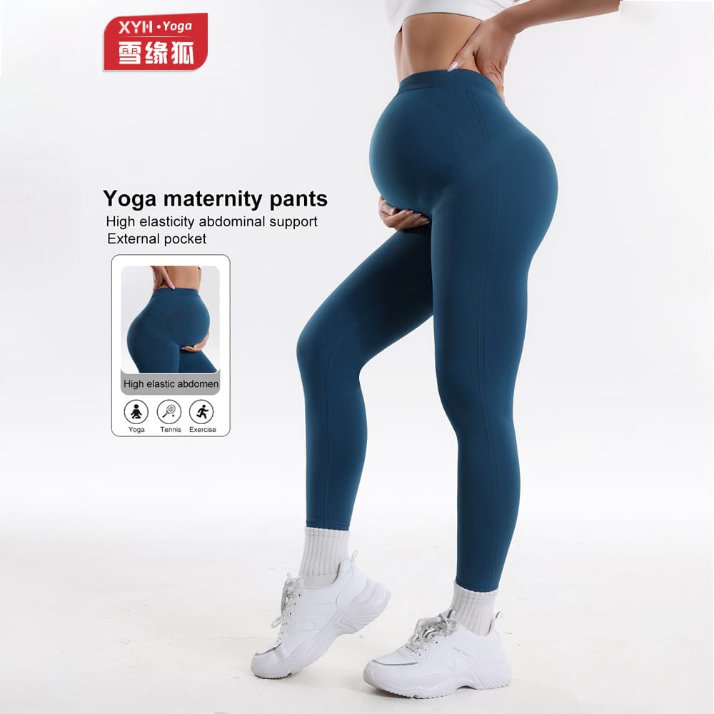 Cross-border Hot Selling Maternity Yoga Pants High Waist Seamless Maternity Leggings Women Tight Solid Color Sports Maternity Pants