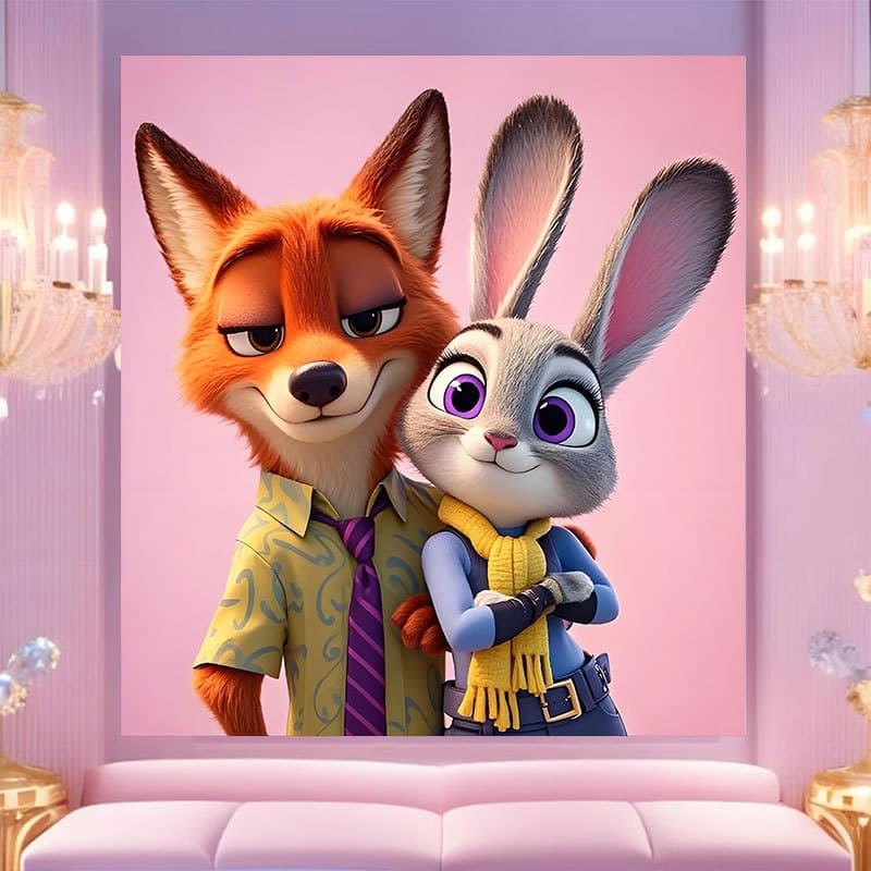 New Zootopia 20x20 Paint by Numbers DIY Hand-Painted Nick Judy Cross-Border Decorative Painting