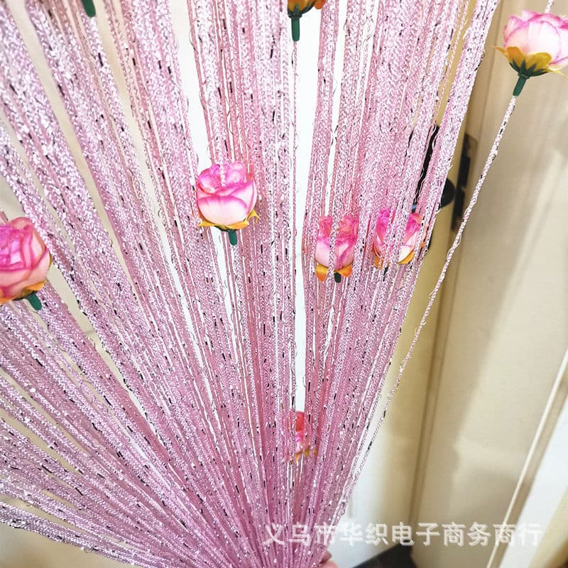 Cross-Border Trade Rose Pattern Curtain 1*2 Silver Thread Embroidered Curtain Door Curtain Dense Finished Partition Entrance