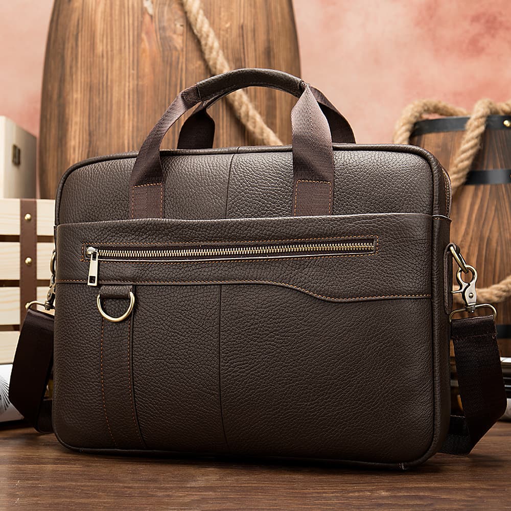 Foreign trade genuine leather large-capacity business handbag men's high-end travel briefcase first-layer cowhide simple computer bag