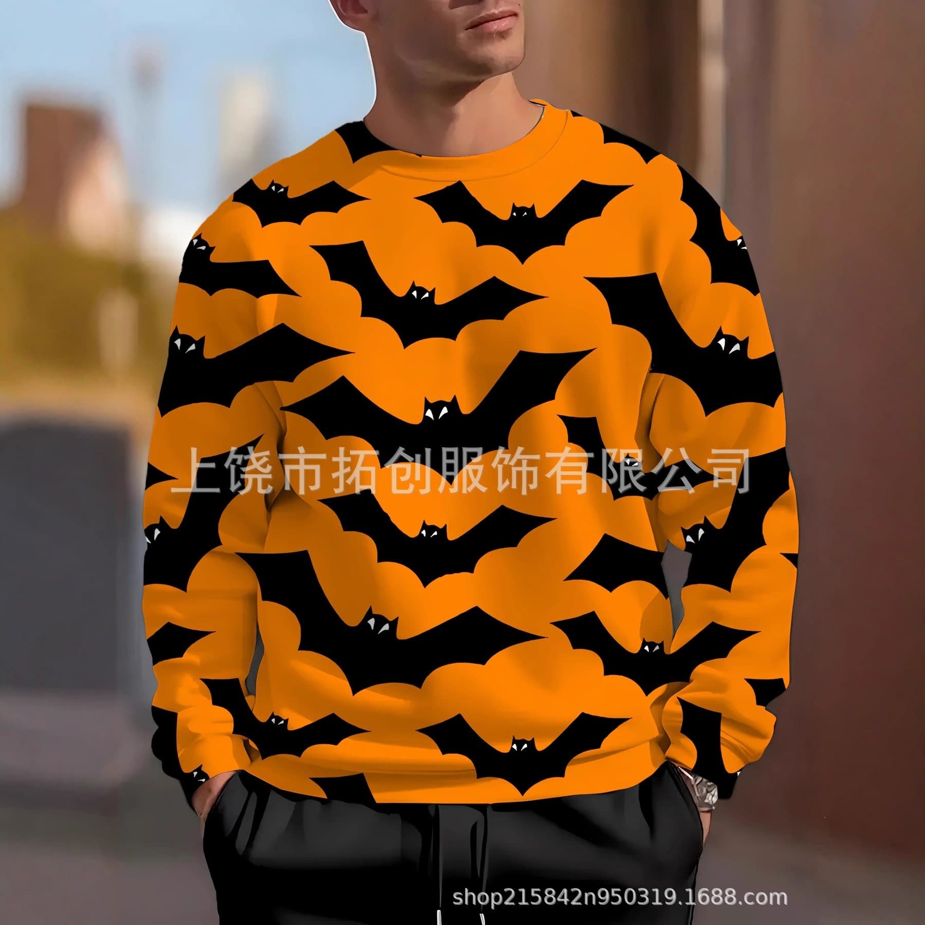 2025 Fall/Winter New Halloween 3D Print Halloween Pumpkin Series Casual Fashion Crew Neck Men's Sweatshirt