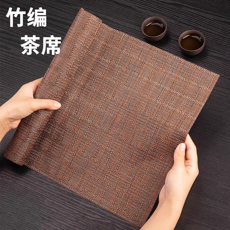 Bamboo Woven Tea Mat, Bamboo Tea Set Heat Insulation Pad, Tea Ceremony Accessories, Kung Fu Tea Set Cup Coaster, Home Fiber Tea Tray Mat Wholesale