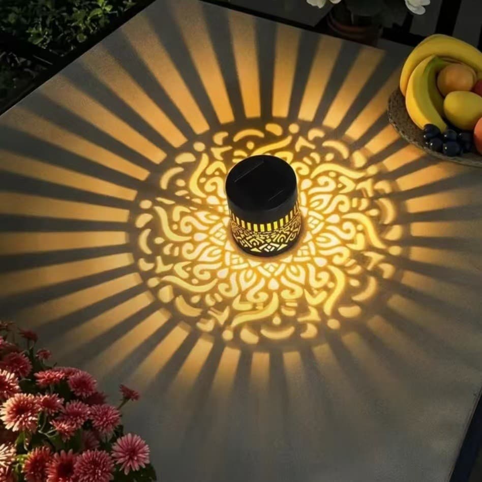 Cross-border hot selling iron hollow butterfly mandala solar wall lamp colored light lamp courtyard garden landscape decorative lamp