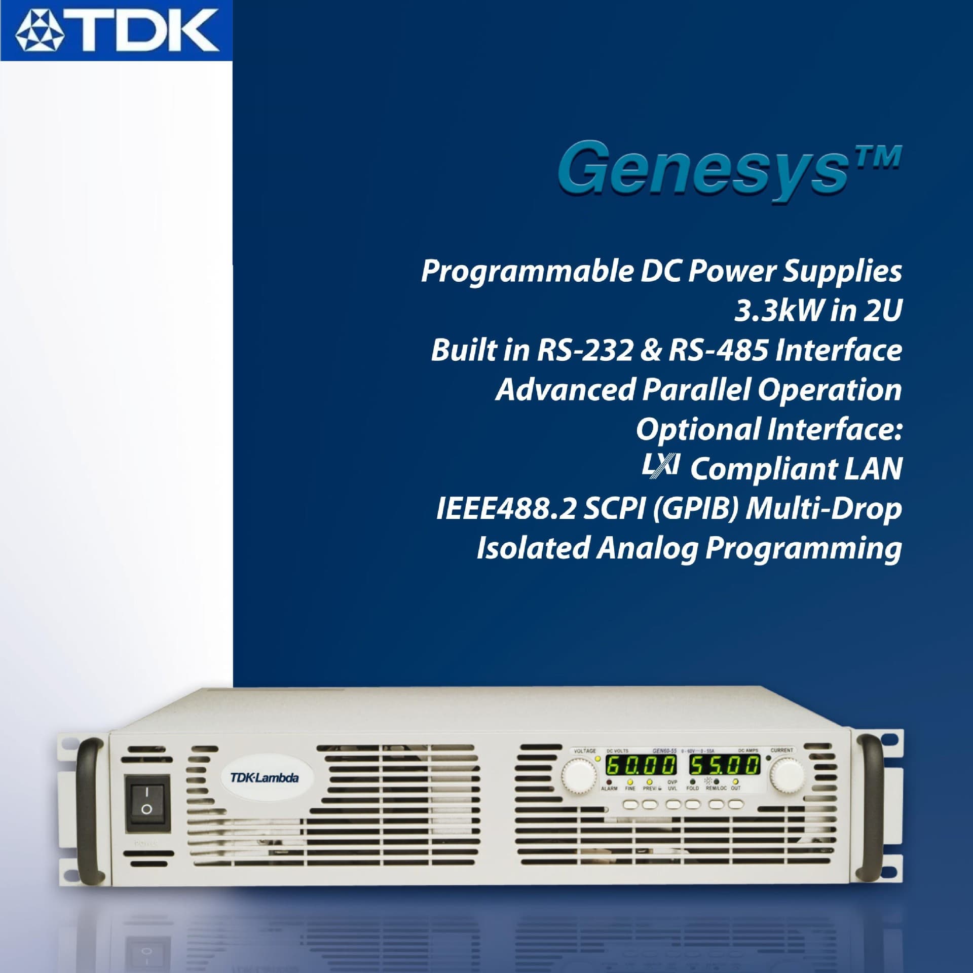 TDK-GEN-30-110/10-330/15-220 Programmable DC Power Supply Genesys Series 3300W